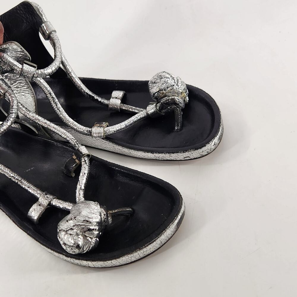 Isabel Marant Either Metallic Leather Sandals Tulip Bow Gladiator Womens Size 36 - Picture 10 of 15